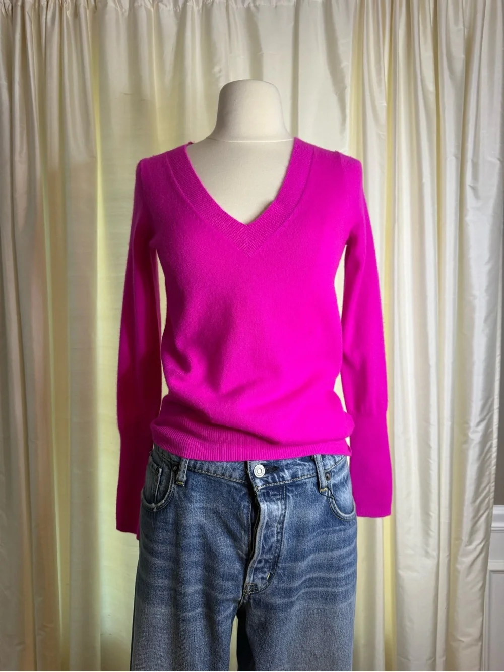 J Crew Italian Cashmere Lightweight Fuchsia Sweater- S/M